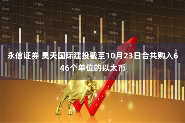 永信证券 昊天国际建投截至10月23日合共购入646个单位的以太币